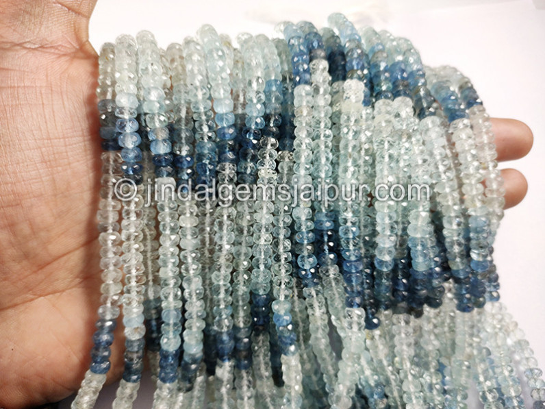 Santa Maria Aquamarine Shaded Faceted Roundelle Shape Beads