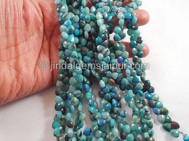 Chrysocolla Faceted Heart Beads