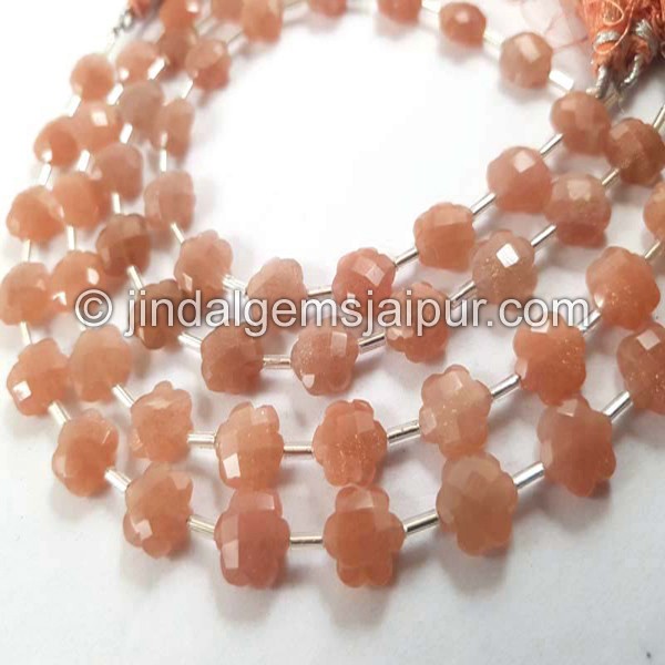 Peach Moonstone Faceted Flower Beads