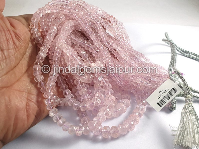 Pink Morganite Faceted Roundelle Shape Beads