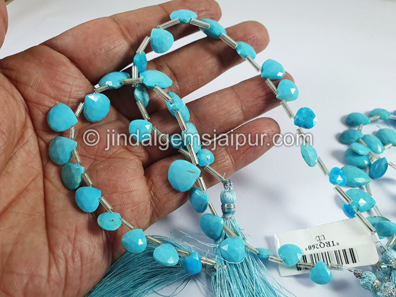 Turquoise Arizona Faceted Heart Shape Beads