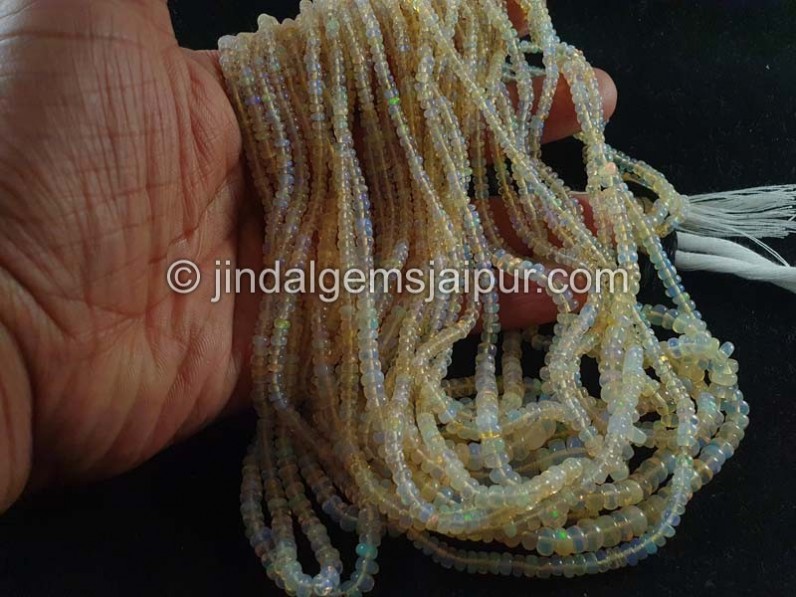 Off White Ethiopian Opal Smooth Roundelle Beads