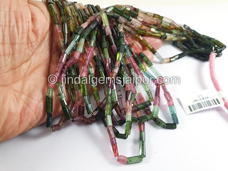 Tourmaline Faceted Pipe Shape Beads