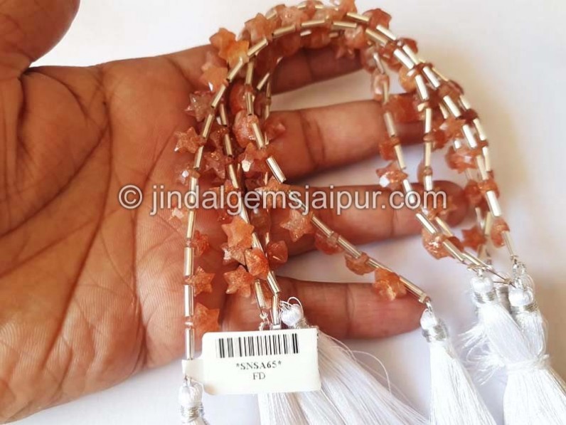 Sunstone Faceted Star Shape Beads