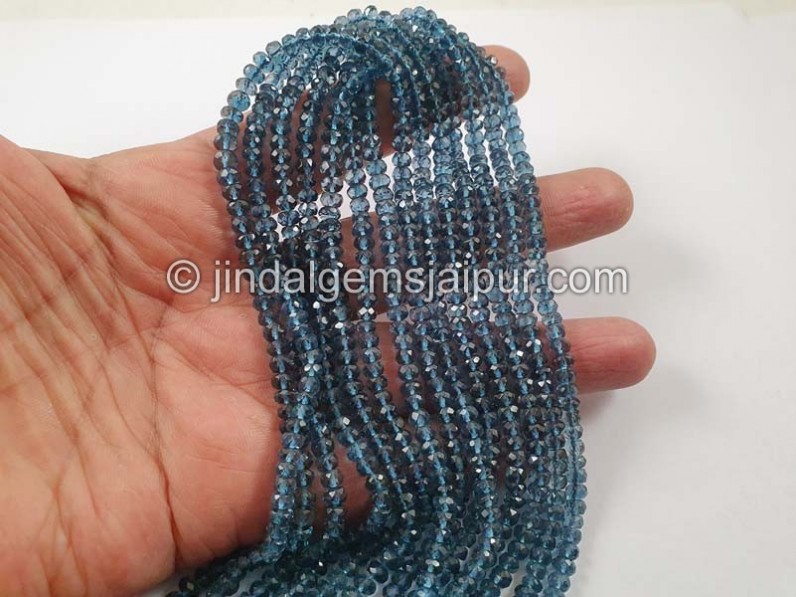 London Blue Topaz Faceted Roundelle Beads