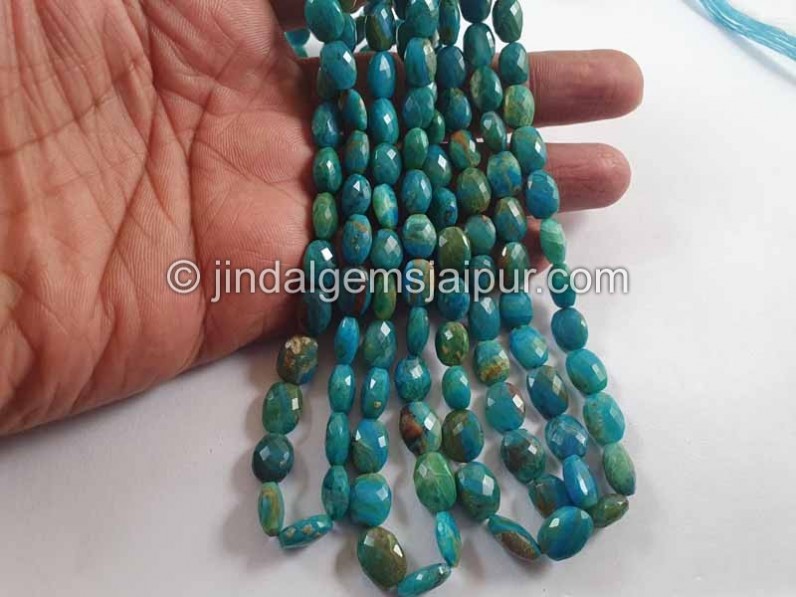 Blue Opalina Faceted Oval Beads