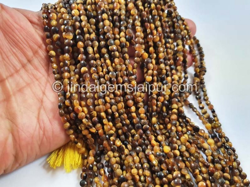 Tiger Eye Faceted Coin Beads