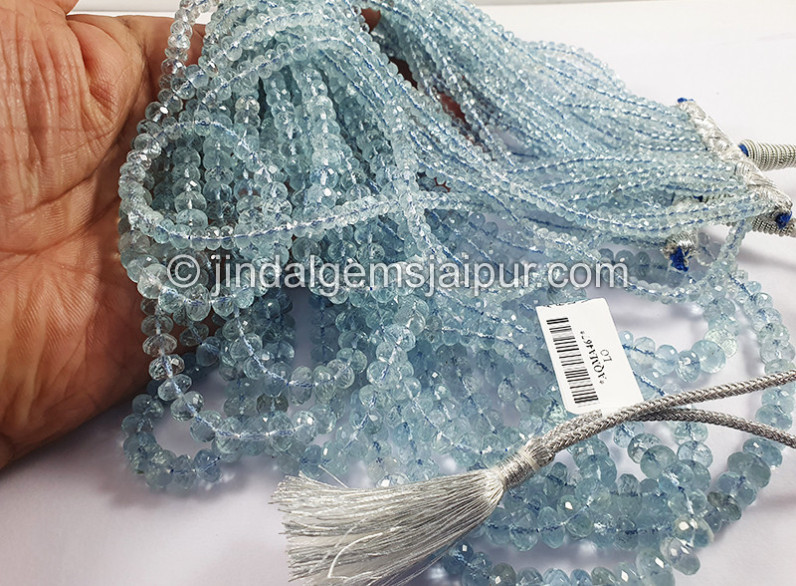 Aquamarine Faceted Roundelle Shape Beads