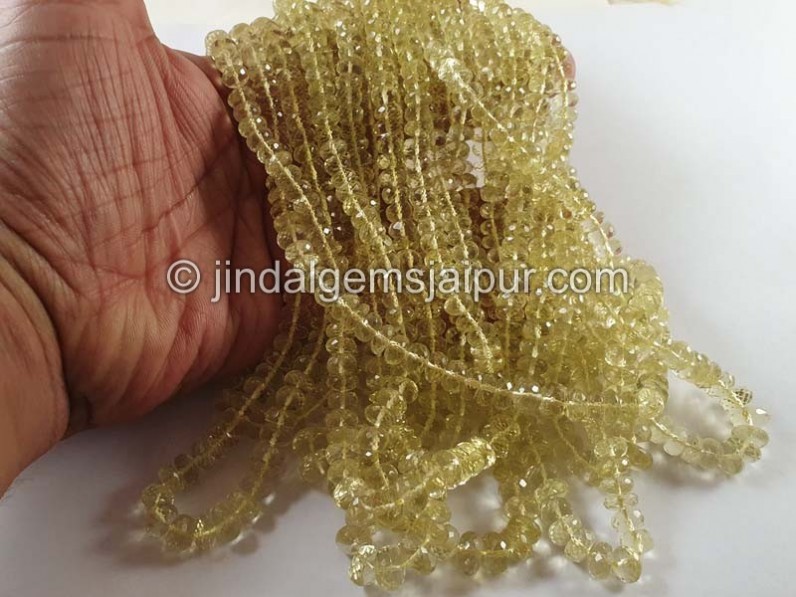 Lemon Quartz Faceted Roundelle Beads