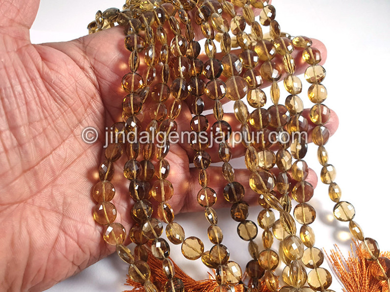 Coganac Quartz Faceted Coin Shape Beads