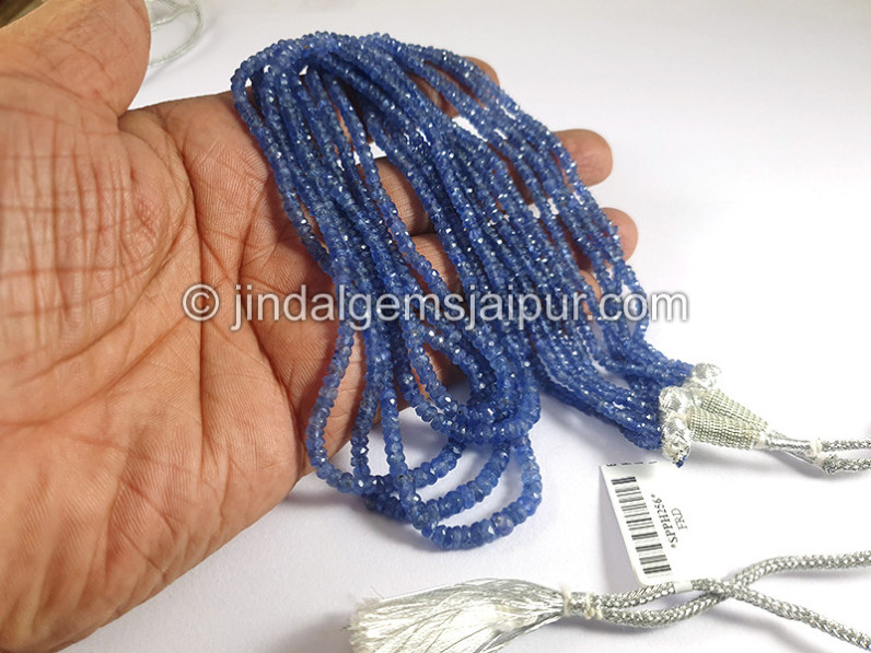 Blue Sapphire Burma Faceted Roundelle Shape Beads