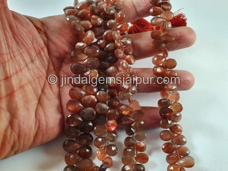 Chocolate Feldspar Faceted Pear Beads