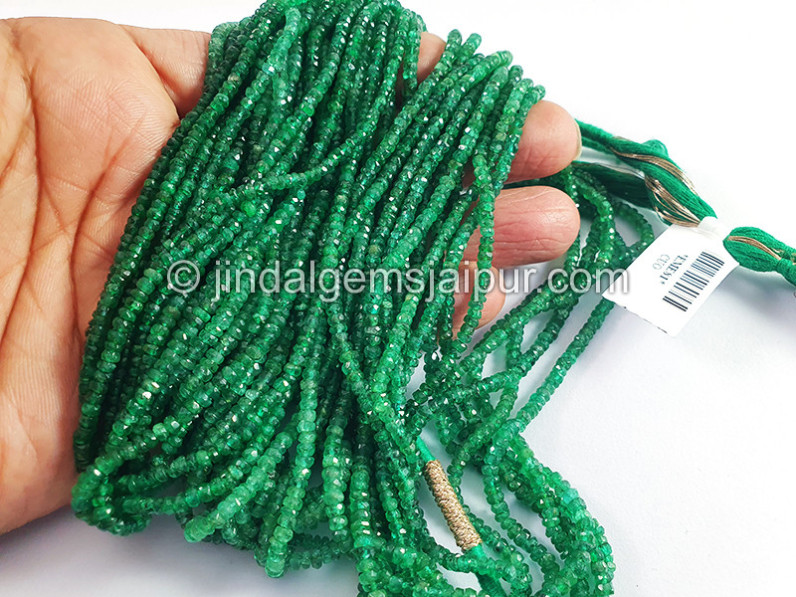 Emerald Faceted Roundelle Shape Beads