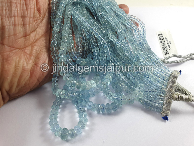 Aquamarine Faceted Roundelle Shape Beads