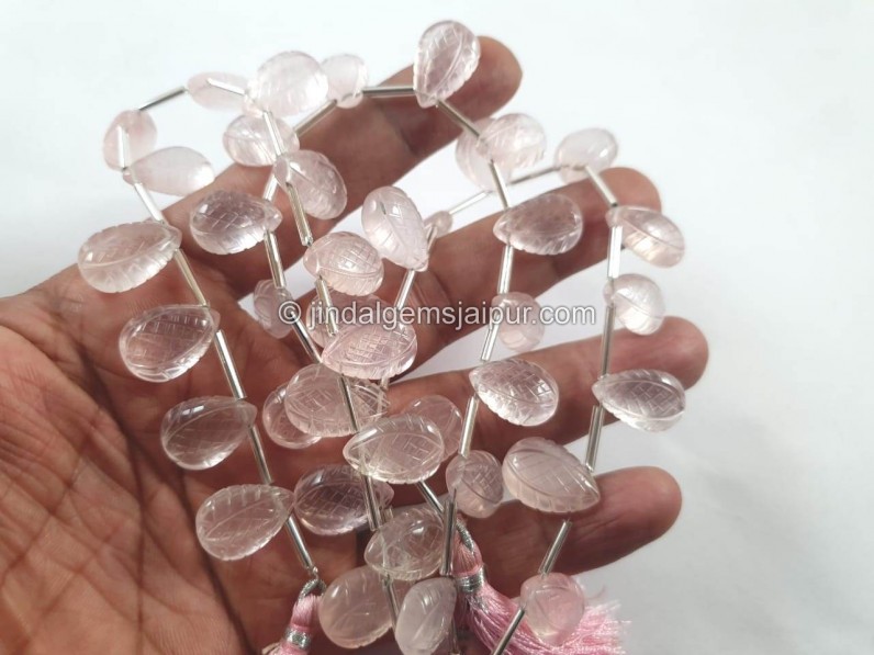 Rose Quartz Carved Crown Pear Beads