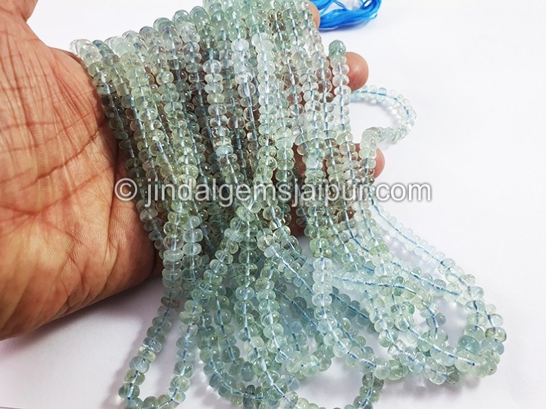 Aquamarine Shaded Smooth Roundelle Shape Beads