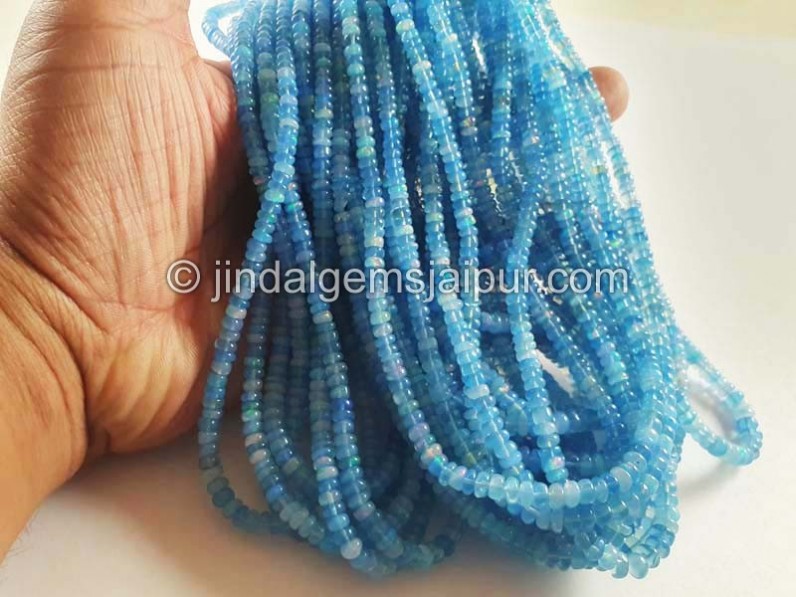 Blue Ethiopian Opal Smooth Roundelle Beads