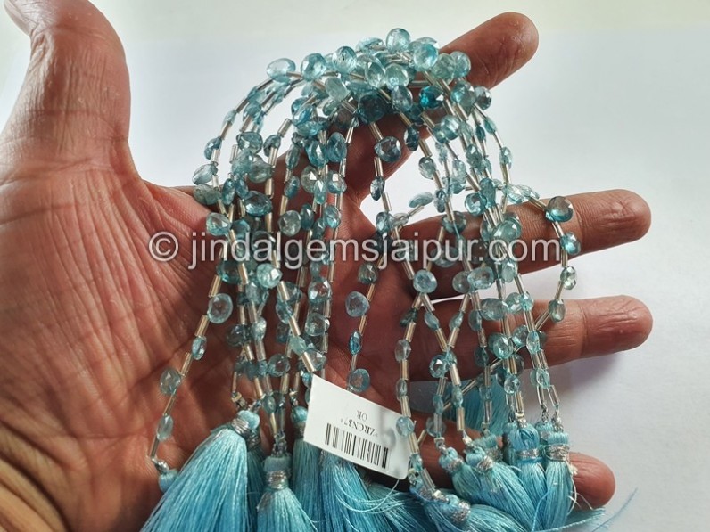 Blue Zircon Faceted Heart Shape Beads