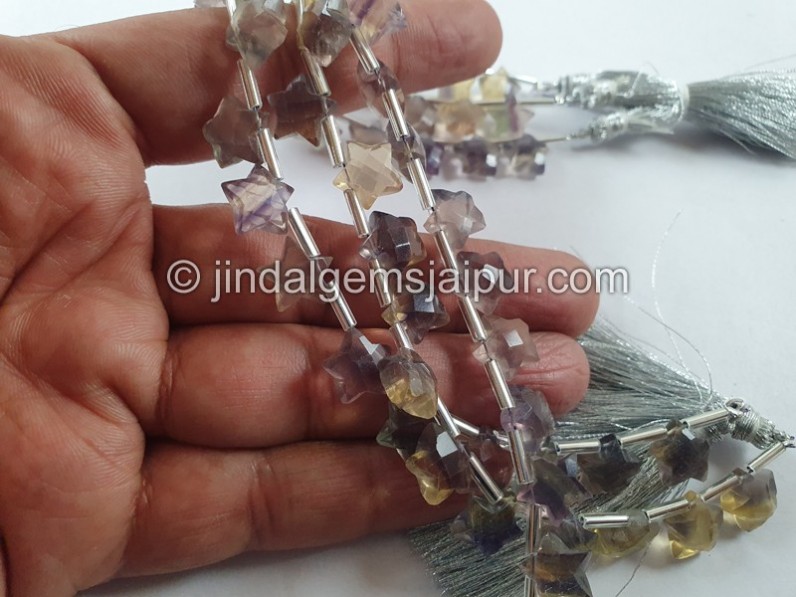 Fluorite Yellow Faceted Star Beads