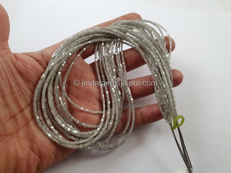 Grey Diamond Faceted Cube Beads