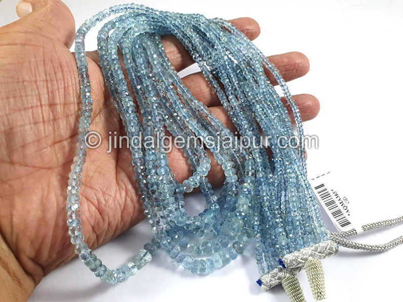 Aquamarine Faceted Roundelle Shape Beads