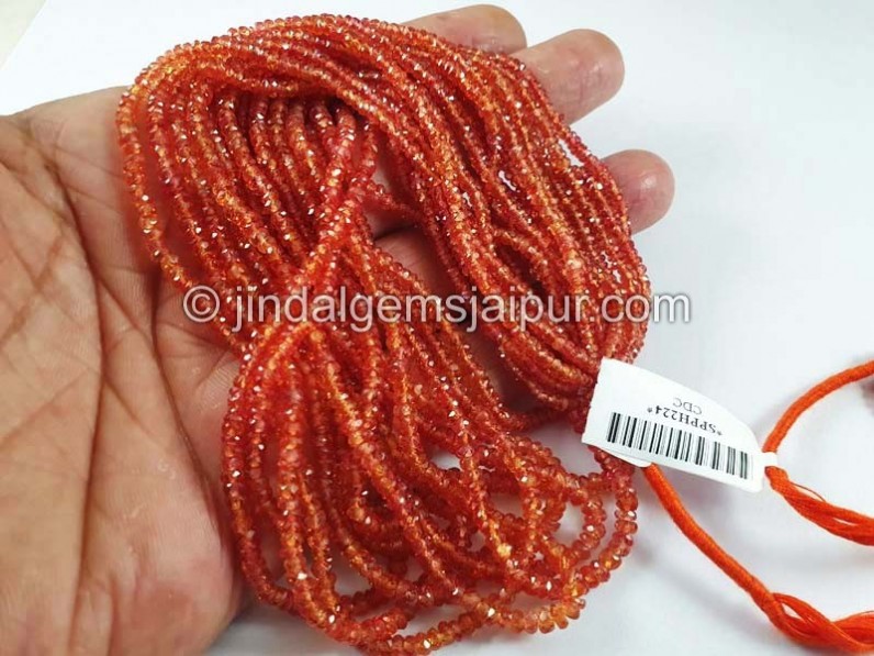 Red Padparadscha Sapphire Faceted Roundelle Beads