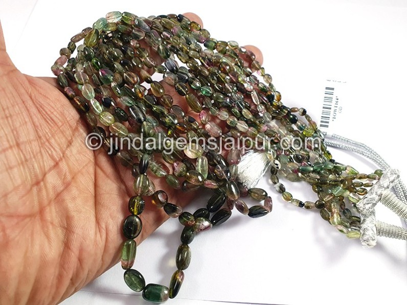 Bi Color Tourmaline Smooth Nuggets Shape Beads