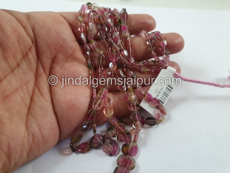 Bi Color Tourmaline Flat Slice Oval Beads