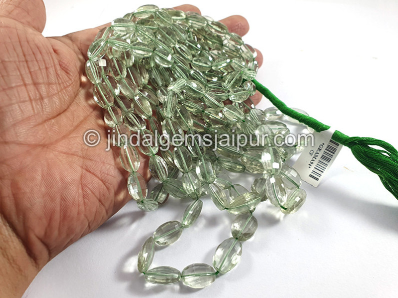 Green Amethyst Step Cut Oval Shape Beads