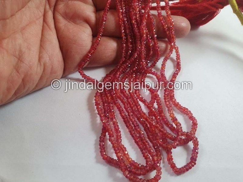 Red Padparadscha Sapphire Faceted Roundelle Beads