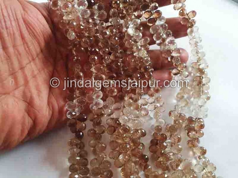 Brown Topaz Faceted Drops Beads