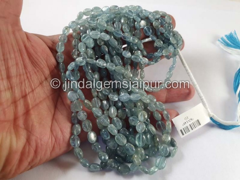 Aqua Kyanite Smooth Oval Beads