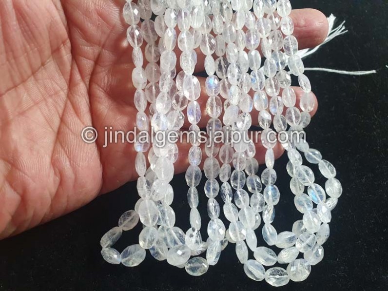 Rainbow Moonstone Faceted Oval Shape Beads