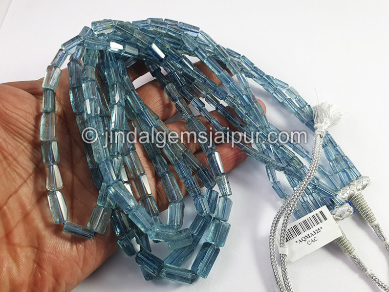 Santa Maria Aquamarine Cut Pipe Shape Beads