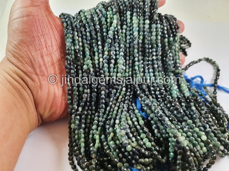 Blue Tourmaline Shaded Faceted Coin Beads