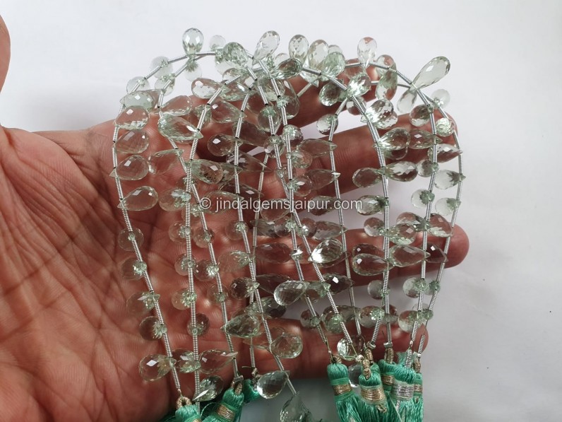 Green Amethyst Faceted Drop Beads