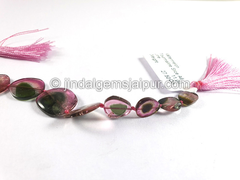 Watermelon Tourmaline Smooth Slices Beads