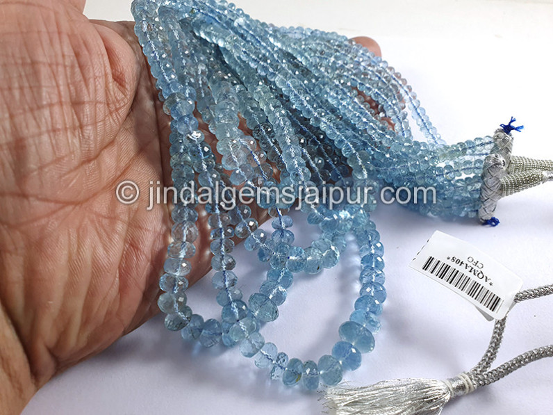 Aquamarine Faceted Roundelle Shape Beads