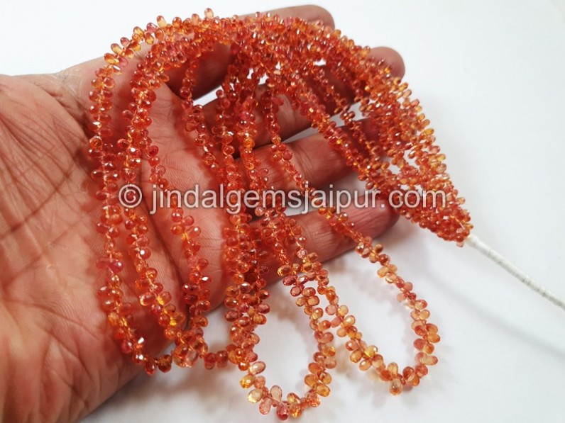 Orange Songea Sapphire Faceted Drop Beads