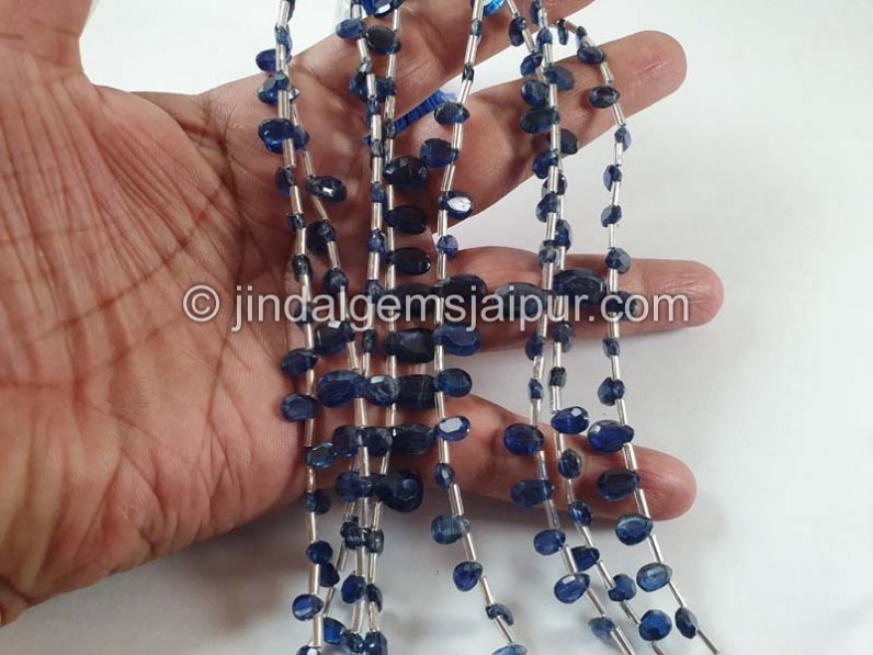 Kyanite Faceted Flat Pear Beads