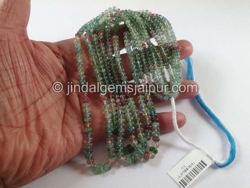 Blue Tourmaline Shaded Smooth Roundelle Beads