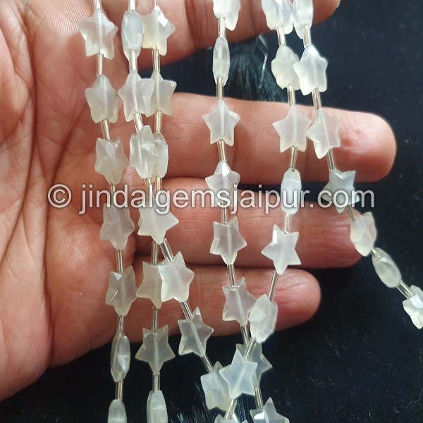 White Moonstone Faceted Star Beads