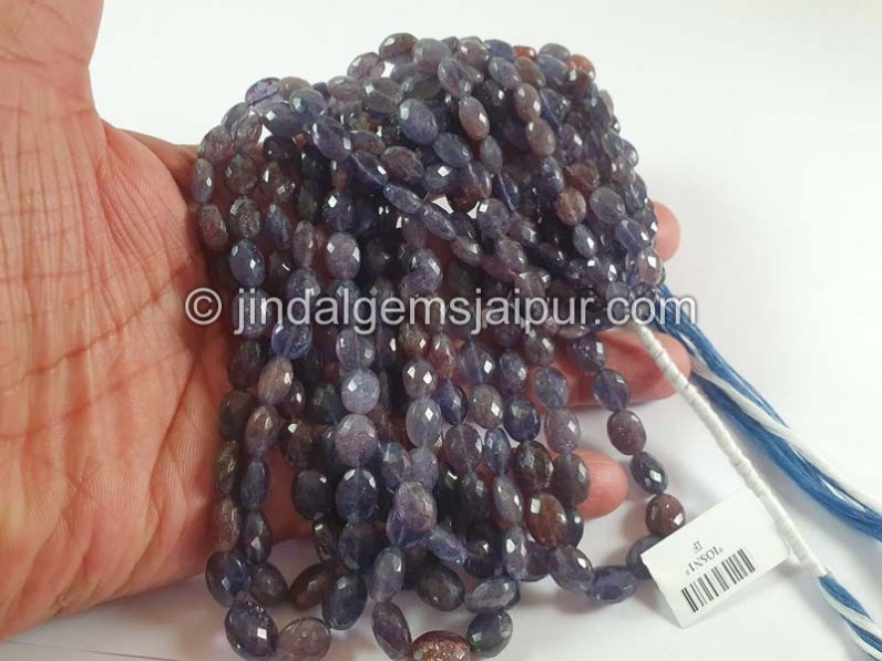 Iolite Sunstone Faceted Oval Beads