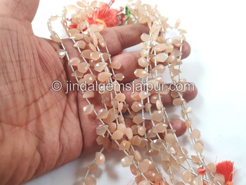 Peach Moonstone Fancy Pear Beads