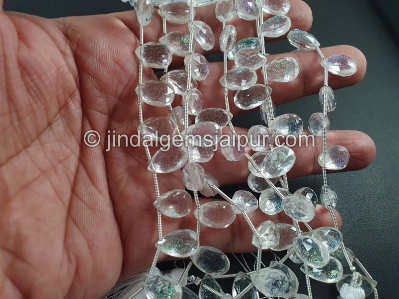 Ethiopian Opal Crystal Doublet Big Faceted Pear Beads