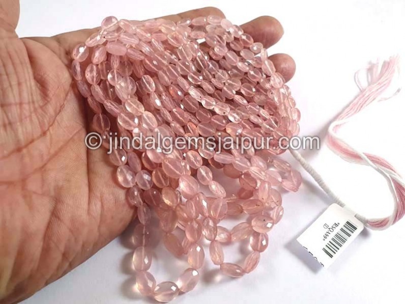 Rose Quartz Faceted Oval Shape Beads