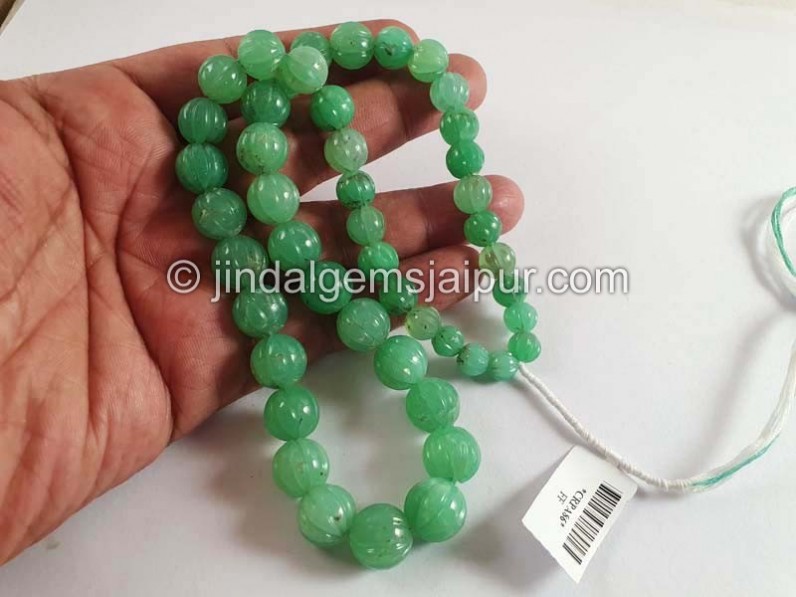 Chrysoprase Carved Pumpkin Balls Beads