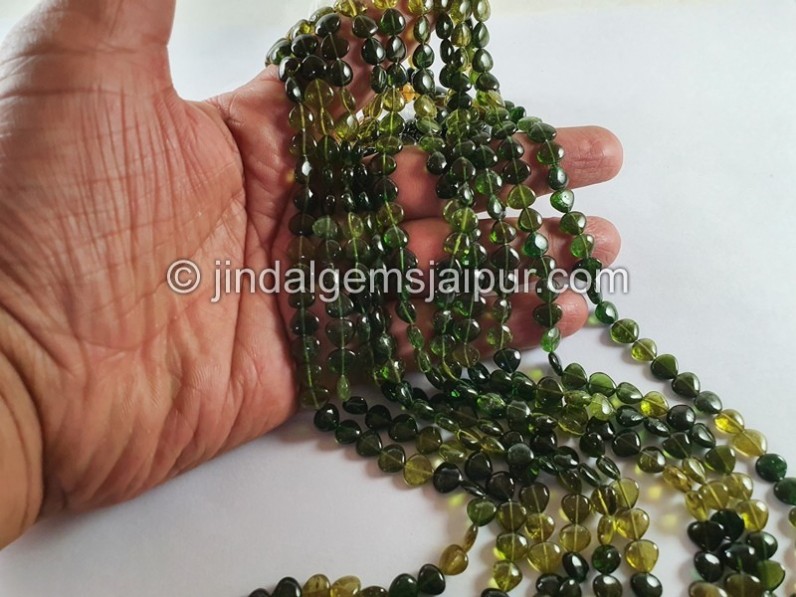 Chrome Green Tourmaline Smooth Heart Beads