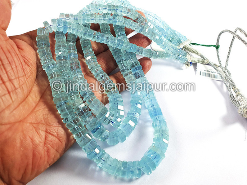 Aquamarine Step Cut Bolt Shape Beads