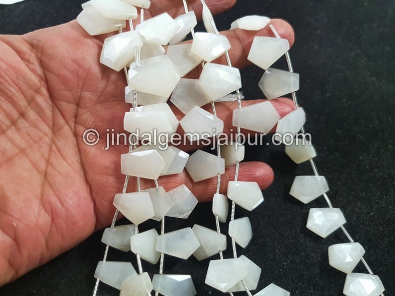 White Moonstone Faceted Shield Beads